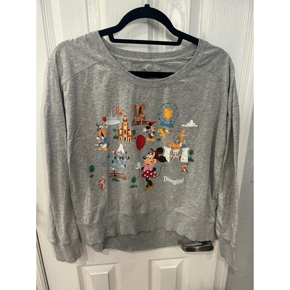 Disney Parks Sweatshirt Gray Disneyland Resort Mickey Minnie Mouse Pullover L